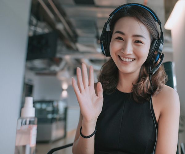 Female student in black dress