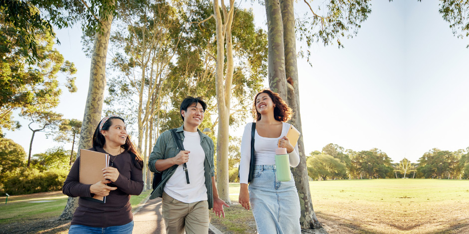 Students walking outside Curtin main campus.